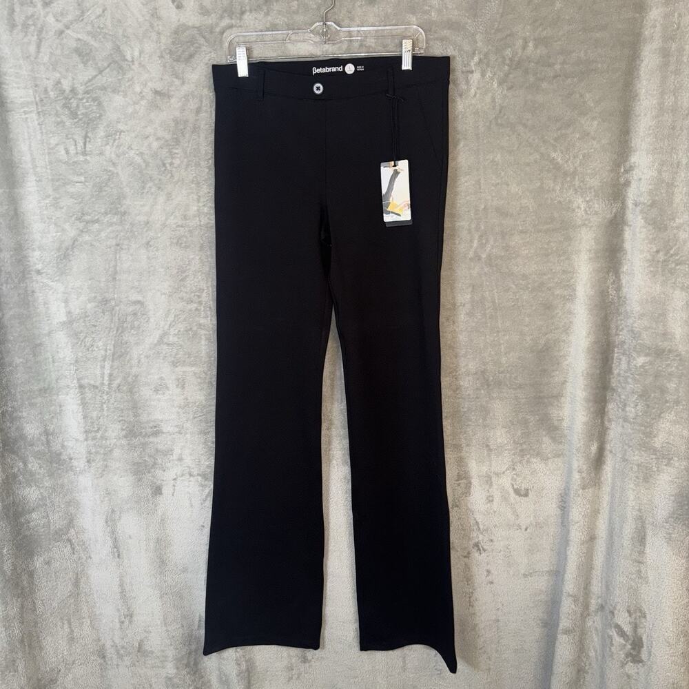 Betabrand Classic Dress Yoga Pant Size L Long Black Pull On Stretch Office NWT